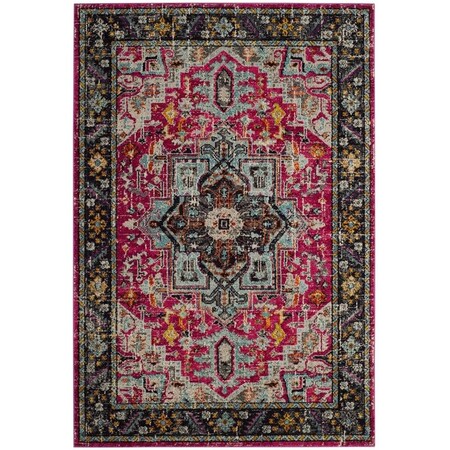 Safavieh 5 ft.-1 in. x 7 ft.-7 in. Monaco Power Loomed Medium Rectangle Area Rug Fuchsia & Grey MNC253J-5